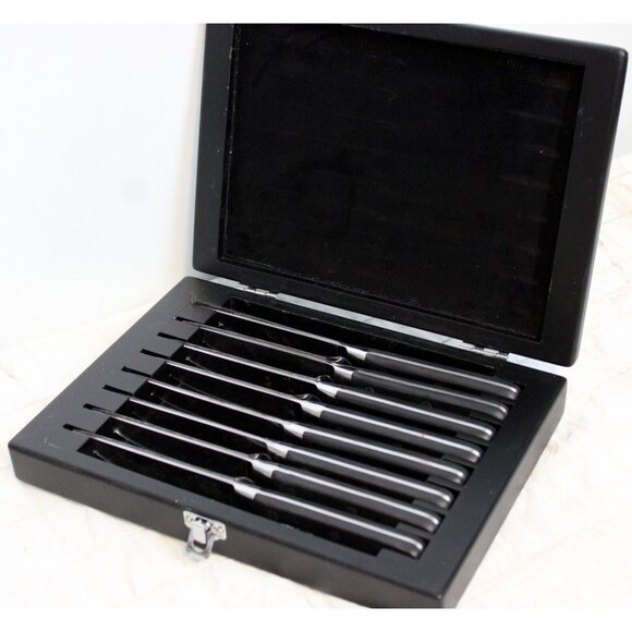 The Main Ingredients Steak Table Knife Set of 8 in Black Storage Box Sleeves - Picture 1 of 8